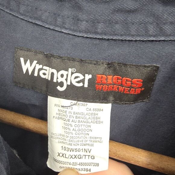 Wrangler Shirt Mens XXL Black Riggs Workwear Brushpopper Button Down Thick - Picture 3 of 10